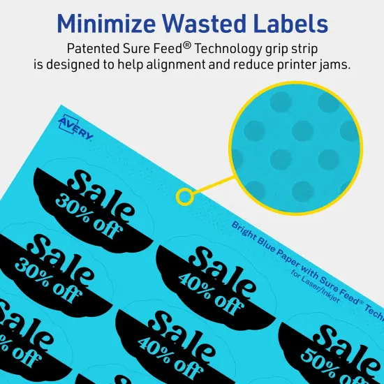 Avery Bright Blue Paper Labels, 1-1/8" x 2-1/4" Oval Scalloped {4}