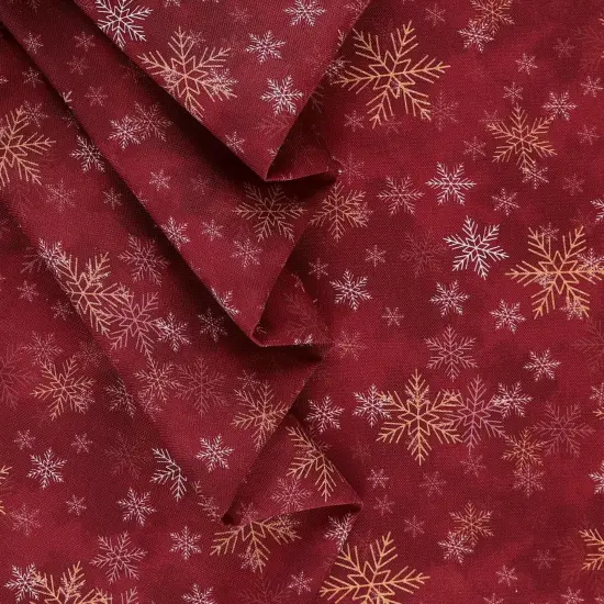 Mook Fabrics Christmas Deck The Halls Cotton Fabric [45in. Wide] - By The Yard Snowflakes Red {3}