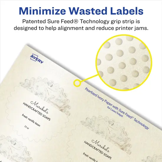 Avery Pearlized Ivory Starburst Labels with Sure Feed Technology, Print-to-the-Edge, 1.75" {4}