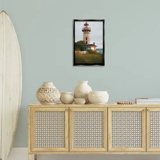 Stupell Industries Scenic Summer Lighthouse View Floating Frame Design by Elizabeth Medley {2}