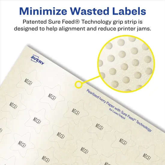 Avery Pearlized Ivory Star Labels with Sure Feed Technology, Print-to-the-Edge, .75" x .75" {4}