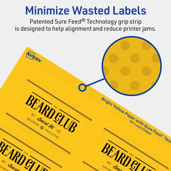 Avery Bright Yellow Paper Labels, 2" x 3" Rectangle {4}