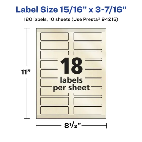 Avery Pearlized Ivory Rectangle Labels with Sure Feed Technology, 15/16" x 3-7/16" {5}