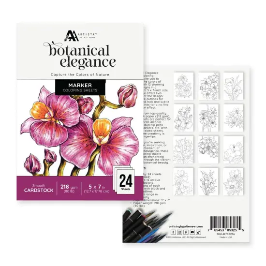 Botanical Elegance: Capture the Colors of Nature Alcohol Marker Coloring Sheets {1}