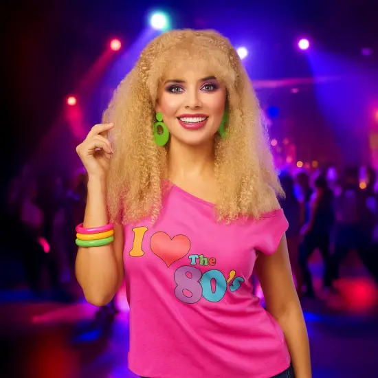 80's Crimped Adult Costume Wig | Blonde {4}