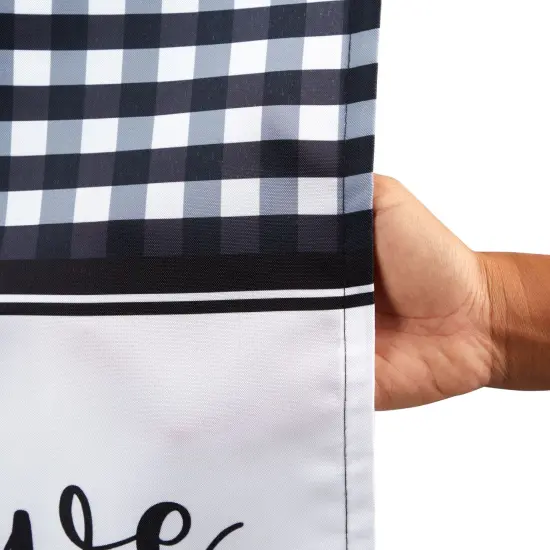 3 Piece Kitchen Curtains and Valances Set for Windows, Love Family, Laugh, Live (Black and White) {7}