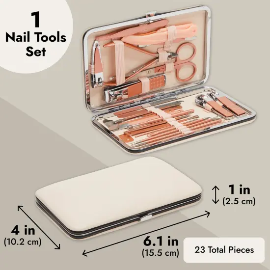 Okuna Outpost Pink Manicure Pedicure Kit, 23-in-1 Nail Clipper Set for Women (Includes Travel Case) {3}