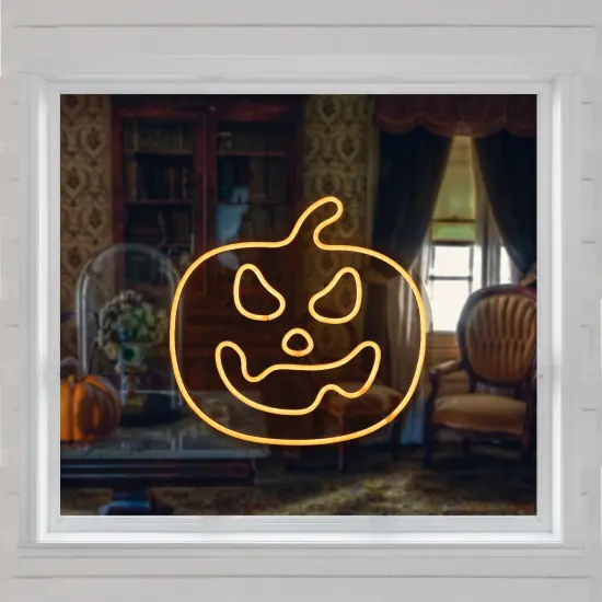Northlight LED Jack-O-Lantern Neon Lighted Halloween Wall or Window Decoration - 15" - Orange {1}