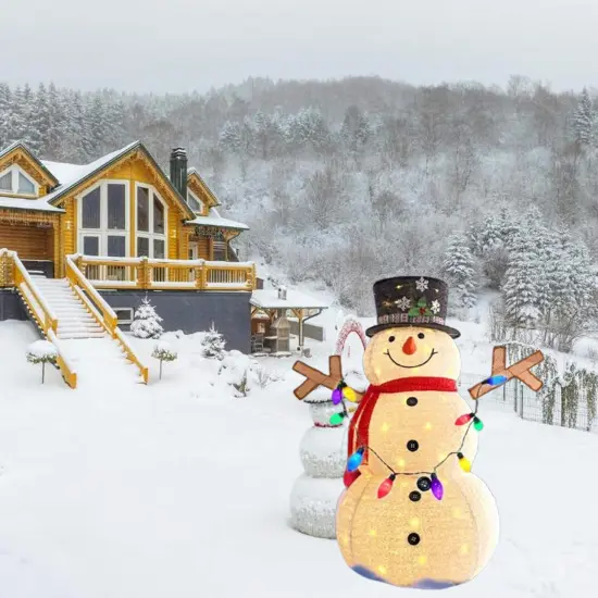 Festive Christmas LED Snowman Outdoor Yard Decoration 200 Lights 45 x 28 x 60 in {1}