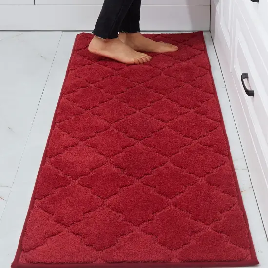 Soft Kitchen Floor Mats for in Front of Sink Super Absorbent Rugs and 20"x59" Non-Skid Mat Standing Washable,Polyester,Red {2}