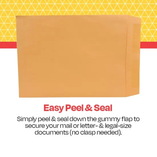 School Smart No Clasp Envelopes with Gummed Flap, 10 x 13 Inches, Kraft Brown, Box of 100 {4}