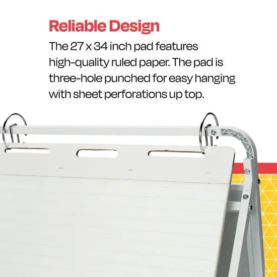 School Smart Ruled Easel Pad Paper, 34 x 27 Inches, 50 Sheets Each, Pack of 4 {6}