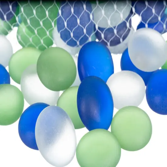 Flat Marbles Vase Filler - 3 Lb (315 pcs) Aqua White Cobalt & Green Glass Pebble Vase - Clear Glass Stones for Vases - Flat Glass Marble for craft and Home d&eacute;cor - Aquarium Glass Marble filler {2}