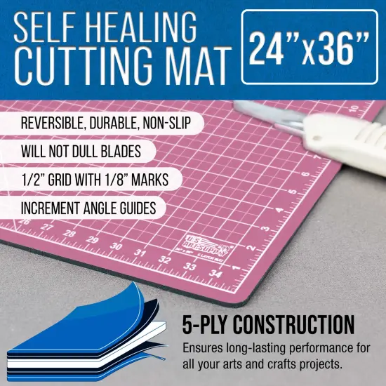 24" x 36" Self-Healing Cutting Mat 5-Ply - Double-Sided Pink/Blue Craft Mat, Non-Slip Cutting Mats for Crafts, Sewing, Quilting, Scrapbooking {2}