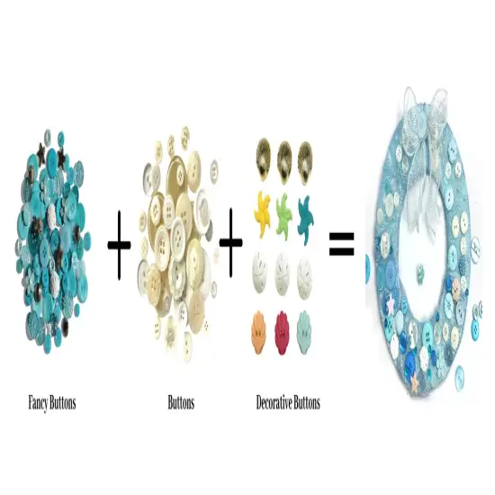 Ocean Blue Wreath Button Bundle &ndash; Nautical & Beach-Themed Buttons with Pearlized Accents &ndash; DIY Mini Wreath Craft Kit {6}