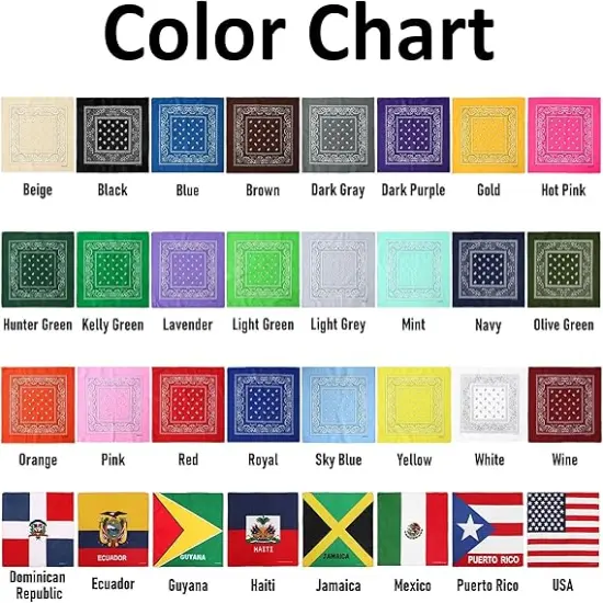 12 Pack Bandanas Multipurpose Cotton Novelty Paisley Bandana Headband for Cowboy Men Women 22 x 22 {2}