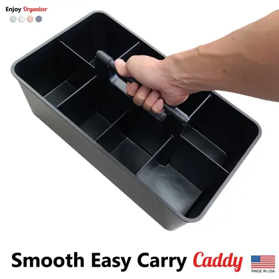 Enjoy Organizer- Commercial Large Portable Caddy Stackable Carry Caddy, Black, Carrier for Cleaning Supplies, Tools, All-Purpose Carry Caddy Made In USA {9}