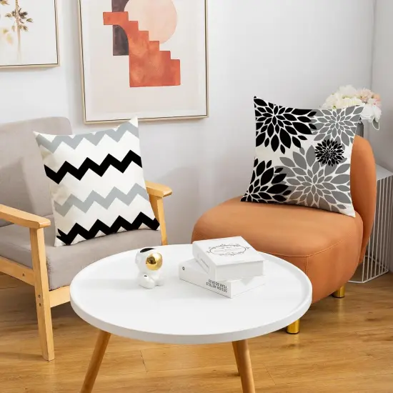 Modern Decorative Pillow Covers 18x18 Set of 4 Farmhouse Double-Sided Printing Pillow Covers Black Outdoor Cushion Covers for Couch Patio Garden {3}