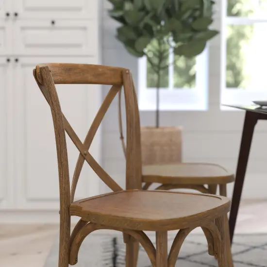 Merrick Lane Bardstown X-Back Bistro Style Wooden High Back Dining Chair Walnut {12}