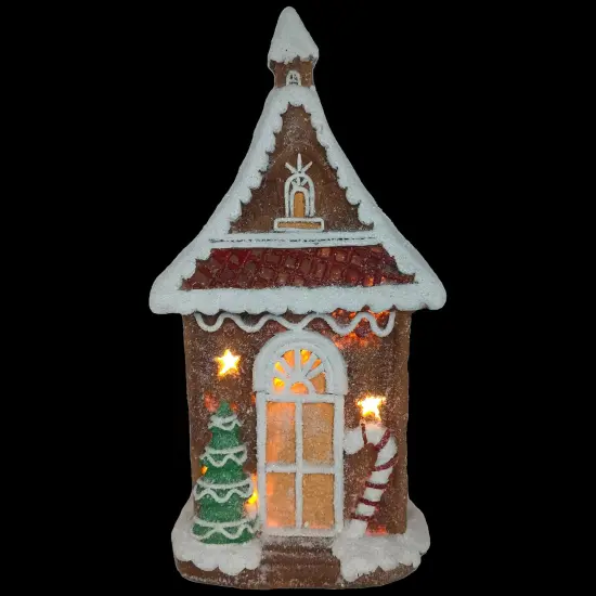 Northlight LED Lighted Gingerbread House with Christmas Tree and Candy Cane - 18.5" Brown {4}