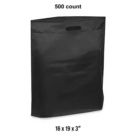 Flexible Die Cut Handle Bags for Every Use for 16 x 19 x 3" Black {1}