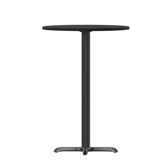 Emma and Oliver 36" Round Laminate Table Top with 30"x30" Bar Height Table Base Black {5}