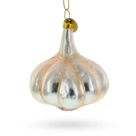 Gleaming Garlic Bulb Glass Christmas Ornament {3}