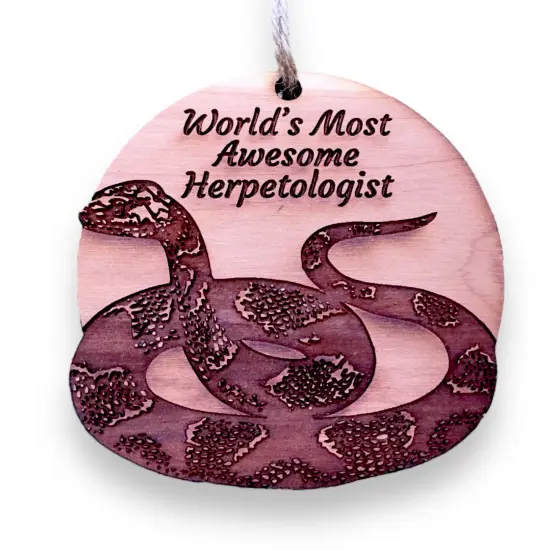 Worlds Most Awesome Herpetologist Snake - Cedar Ornament {1}