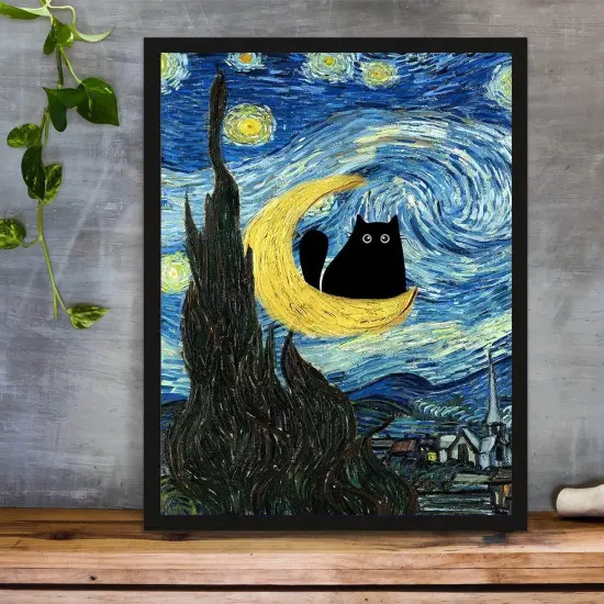 Van Gogh Starry Night Cat Diamond Painting Kits for Adults {4}