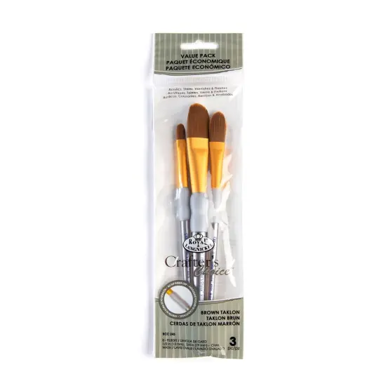 RCC 245 | Crafter's Choice&trade; 3pc Brown Taklon Variety Brush Set {1}