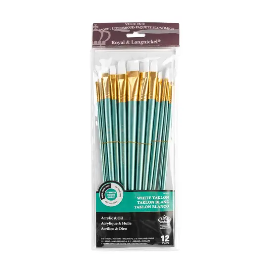 RSET-9316 | 12pc White Taklon Long Handle Variety Brush Set {1}