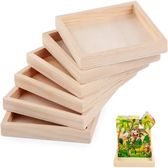 6 Pack Unfinished Small Wood Serving Tray for Crafts Projects DIY Wooden Trays Bulk Blank Wood Canvas Panel Boards Unfinished Wood Signs for Painting Arts Supply, (4.7 x 4.7 in) {1}