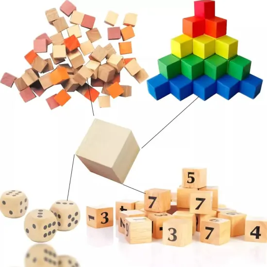 Wood Blocks for Crafts, Unfinished Wood Cubes, 1cm Natural Wooden Blocks {5}