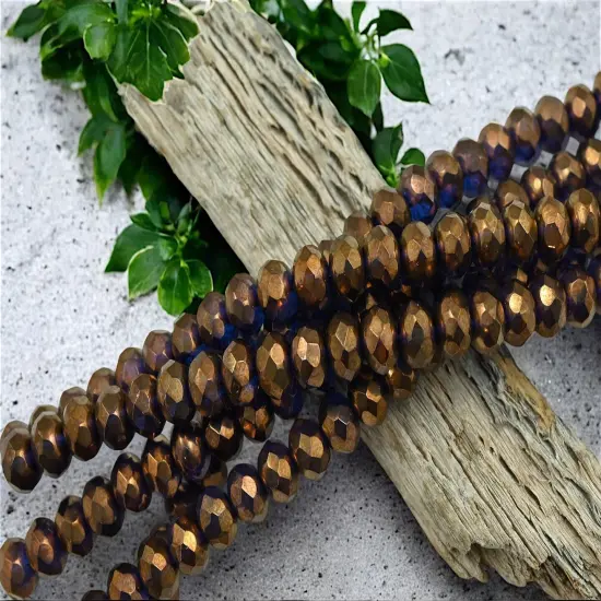 *25* 6x9mm Bronze Illusion Fire Polished Rondelle Beads {3}