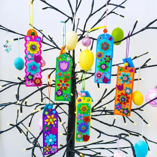 36 Sets Spring Flower Craft Kits Easter Crafts DIY 3D Tuilp Sunflower Flower Bookmarks Ornaments Art Sets Foam Stickers Arts and Crafts {2}