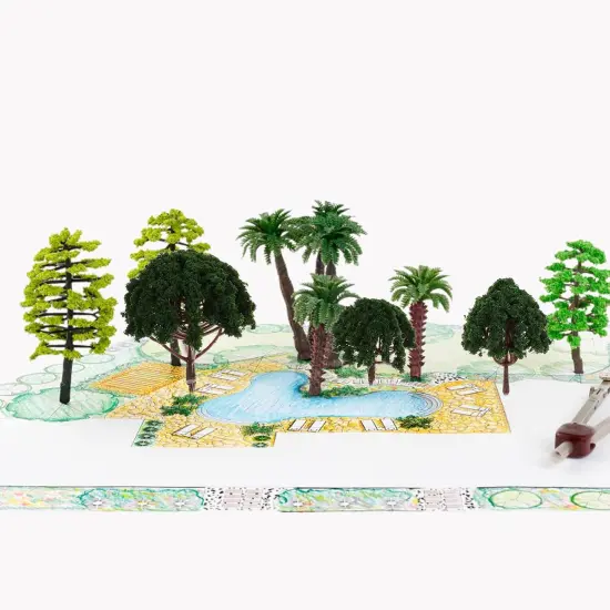 20pcs Model Scenery Tree Yellow Scenery Layout Landscape Trees Model Trees Model Scenery Landscape Trees {2}