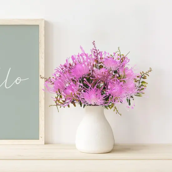 3pcs Plastic Flowers Purple Flowers Artificial Fake Mums Chrysanthemum Purple Centerpieces for Table Home Bathroom Table Centerpieces Ourdoor Decor {4}