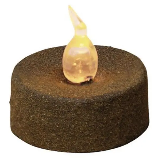 Cinnamon Textured Timer LED Tealight &ndash; Battery-Operated Rustic Candle with White Flame {1}