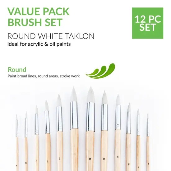 RSET-9606 | 12pc White Taklon Round Brush Set {4}