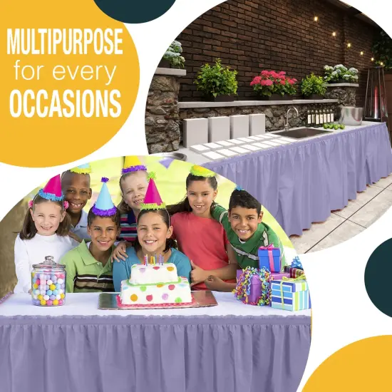 Ruffle Disposable Table Skirt 14 Ft Long Pleated Table Skirts with Adhesive Strip &ndash; Fits 6ft+ Rectangle or Round Tables &ndash; Ideal for Birthday Parties, Gender Reveal, Baby Showers & Event Decorations 6 pack by Exquisite Lavender {5}