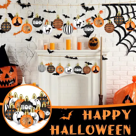 24 Pcs 1.57 Inches Halloween Ball Ornaments -Classic Color {3}