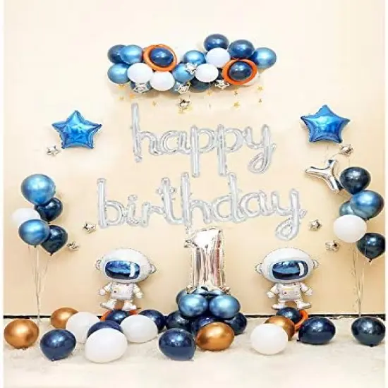 Silver Happy Birthday Balloon Banner {4}