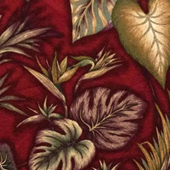 1 Yard Tropical Garden Cotton Upholstery Fabric Lush Botanical 56-58 Inches Wide Red {4}