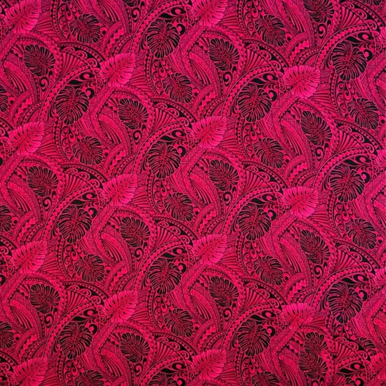 1 Yard Traditional Tattoo Monstera Leaves Rayon Fabric 36" x 43" Length x Width ORANGE GOLD {2}