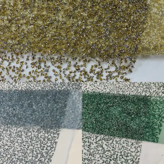 1 Yard Glitter Rhinestone Mesh Fabric Sparkly Sheer Material for Costumes, Gowns & Decor Lilac {2}