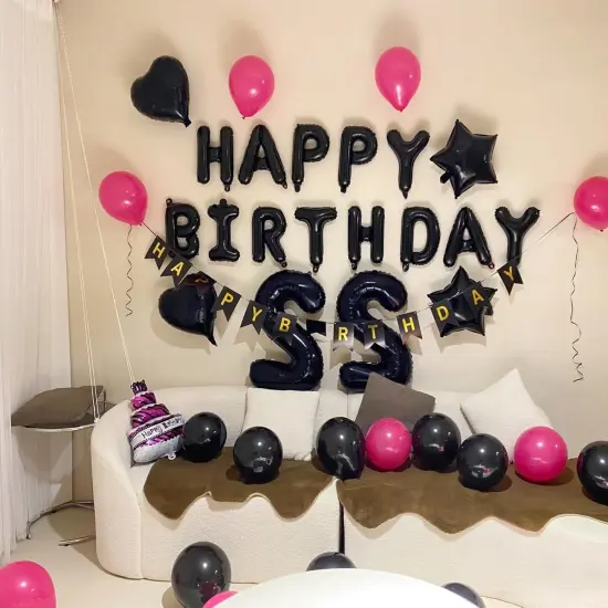 Happy Birthday Balloon Letters - Black, 16 Inch {4}