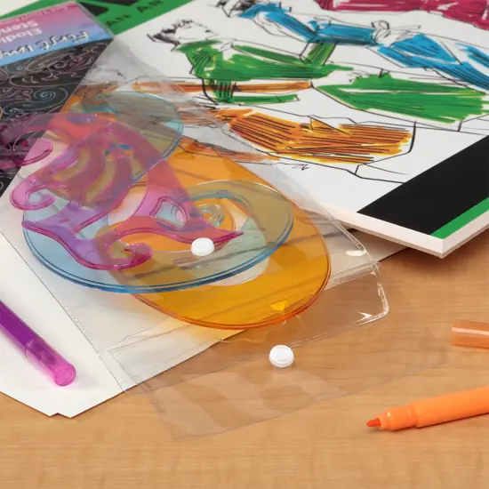 Jerry's Artarama Elodie's Curvy Stencil Set of 3 &ndash; Beginner Level Stencils in Purple, Orange & Blue &ndash; Artist Supplies with Dual Inking Edges & Reusable Storage Pouch {7}