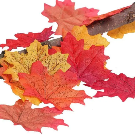 100 Pcs Artificial Maple Leaves -Shades of Red, Orange, and Yellow {5}