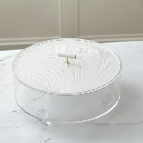 Lucite Corrugated Matzah Box with Leatherette Handle {1}