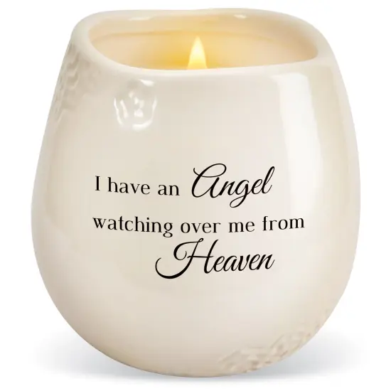 Collections Etc Angel Watching Over Me Ceramic Holder Floral Scented Soy Candle, 18 oz. {2}